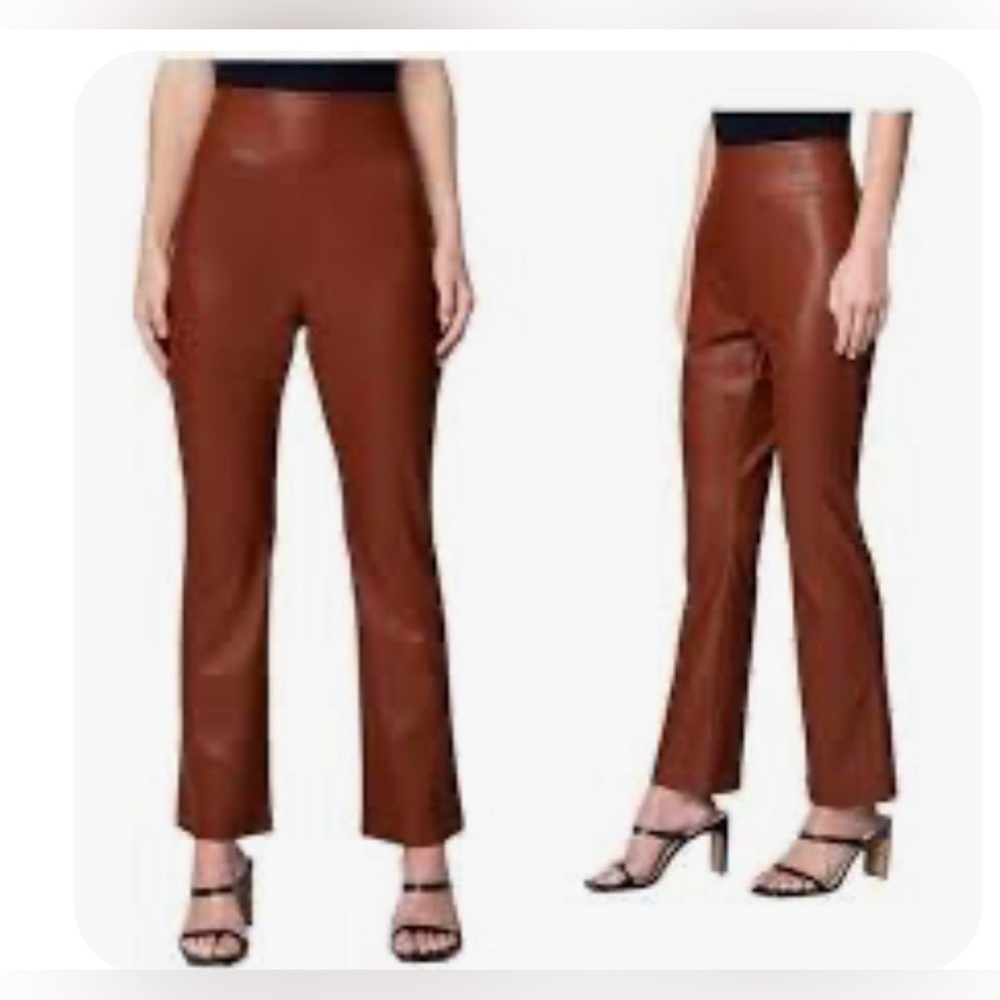Blank NYC Women’s SZ 29 High Rise Faux Leather Vegan Pants Straight Leg Brown